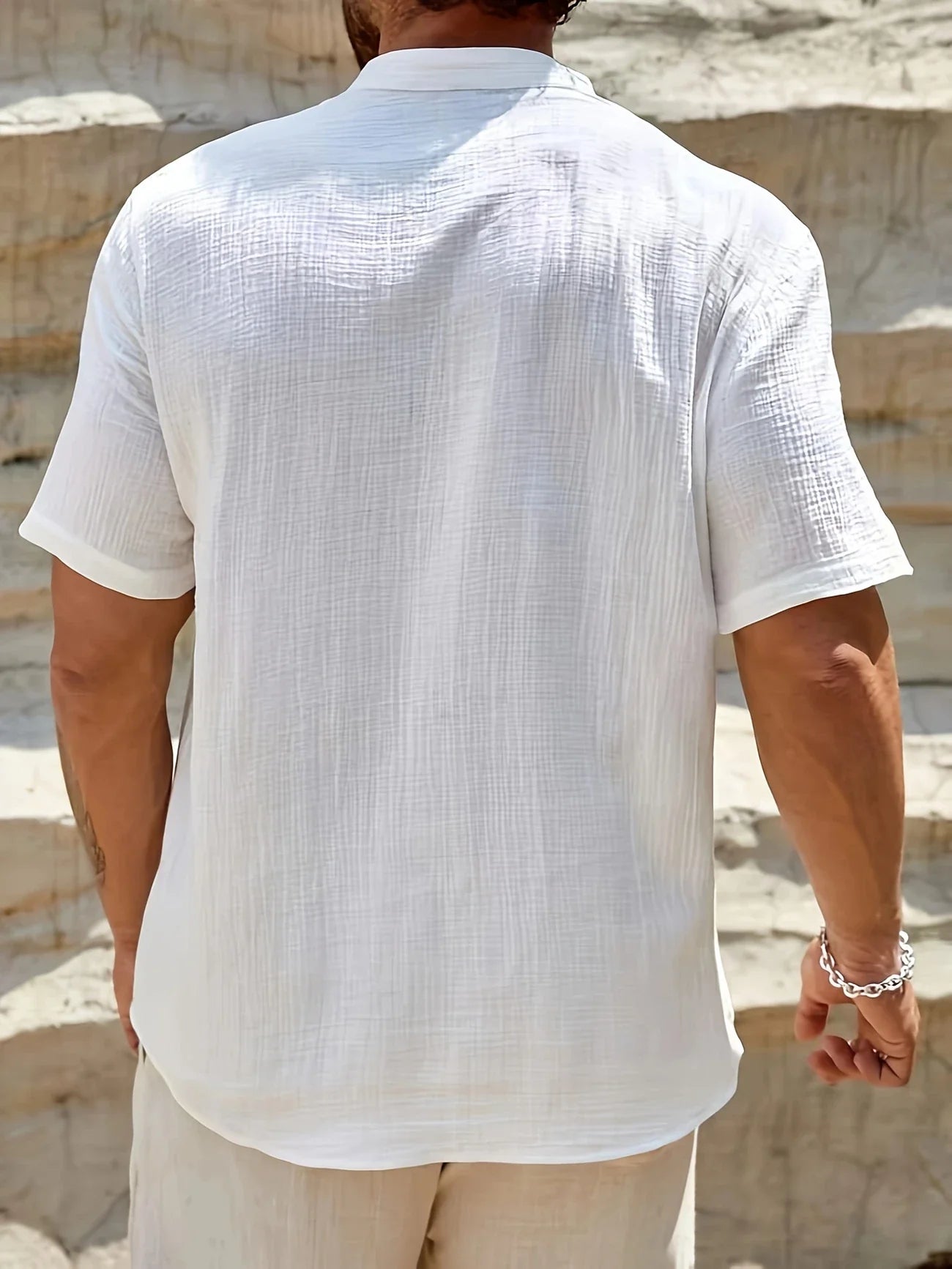 Sancho | Short Sleeve Stand Collar Henley Shirt