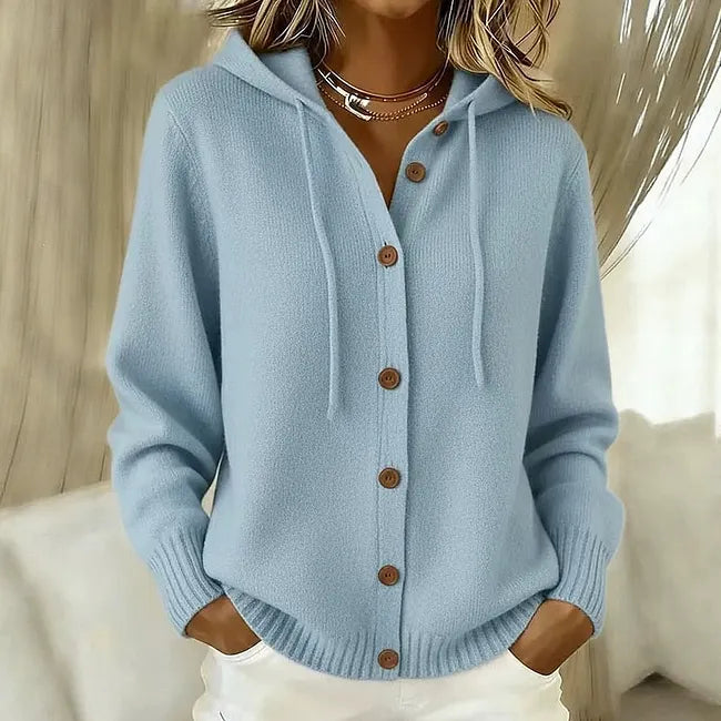 Giliza | Cardigan Hooded Long Sleeve Button Front Knit