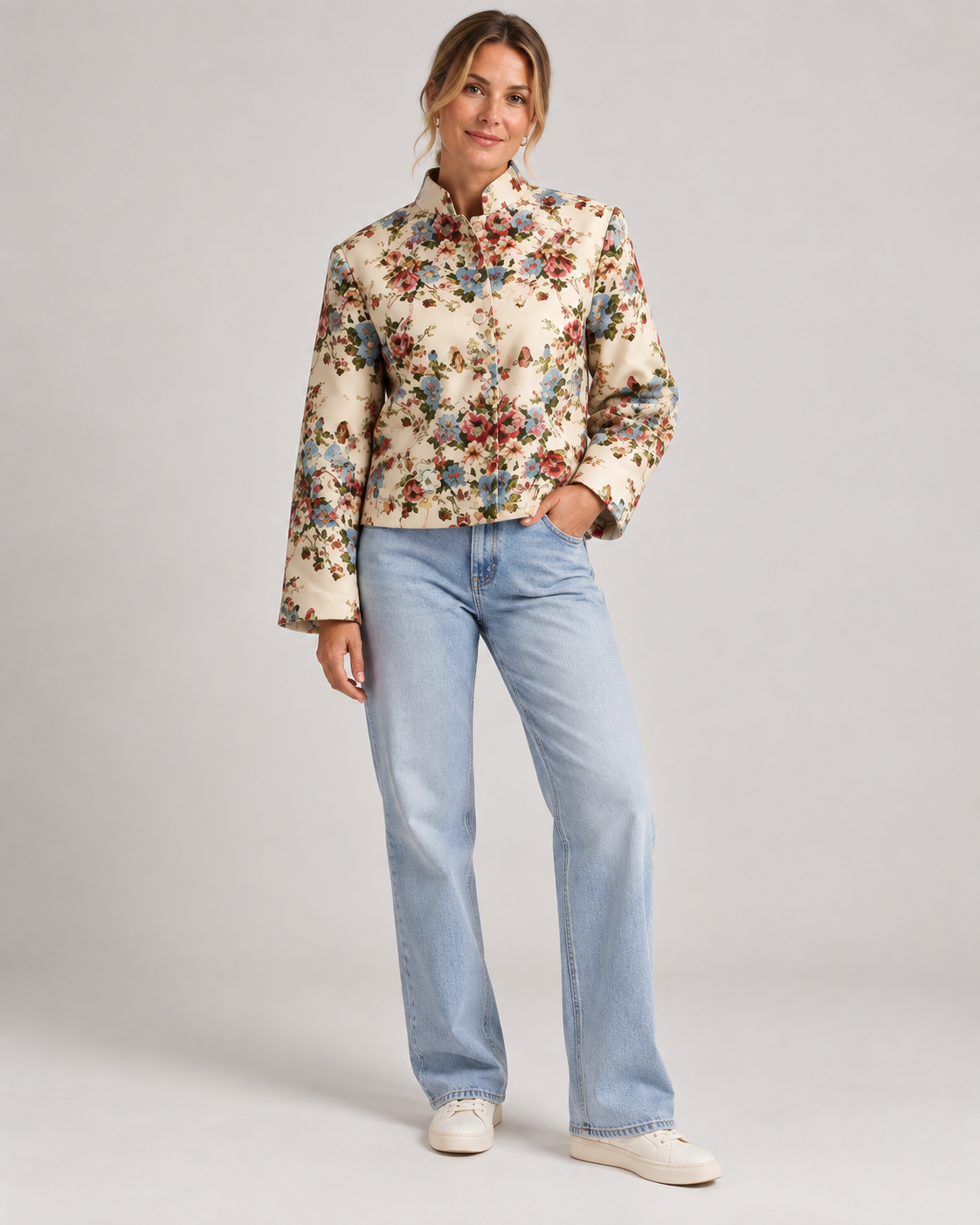 Helena | Floral Jacket with Stand Collar
