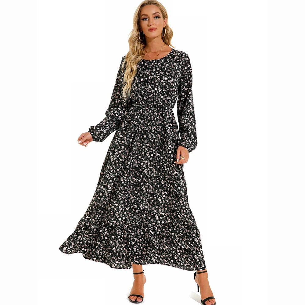 Trisha | Floral Long Sleeve Tiered Maxi Dress
