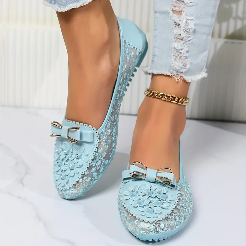 Brielle | Floral Lace Mesh Ballet Flats
