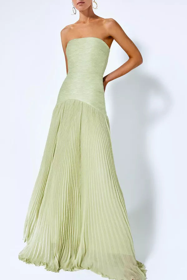 Carina | Strapless Pleated Maxi Evening Dress