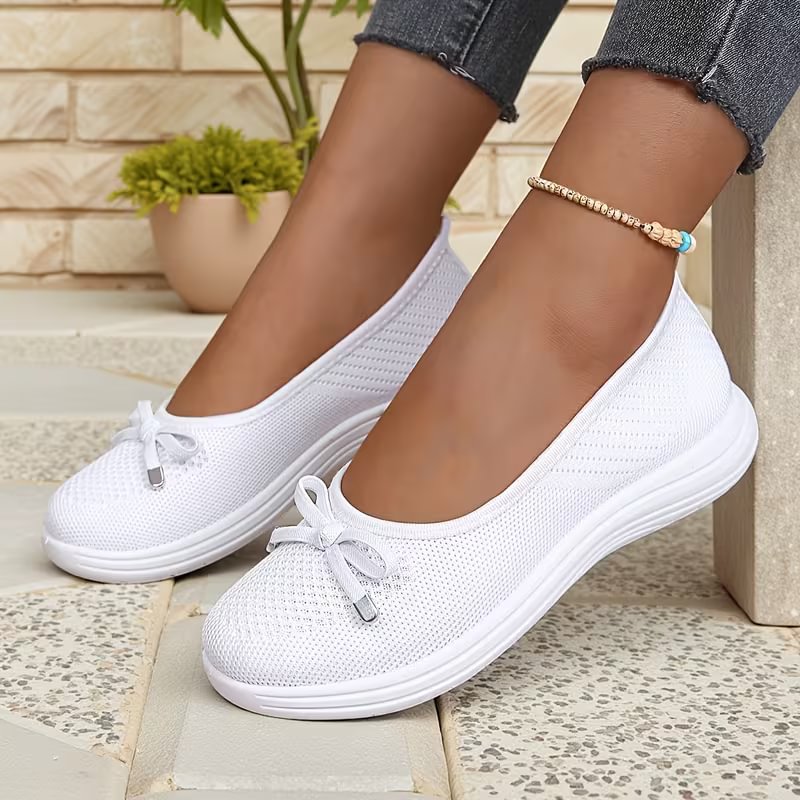 Mayda | Ballet Flats Knit Bow Round Toe
