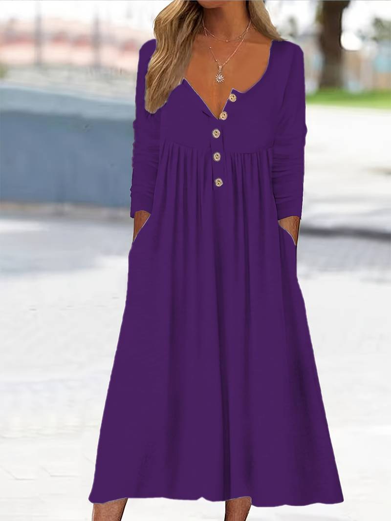 Imethma | Maxi Dress Long Sleeve Button Pocket