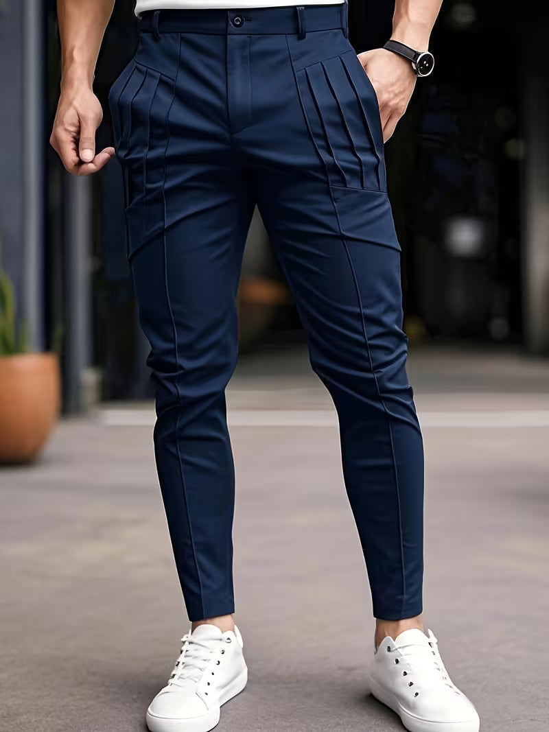 Baldon | Slim-Fit Pleated Pocket Pants in Multiple Colors
