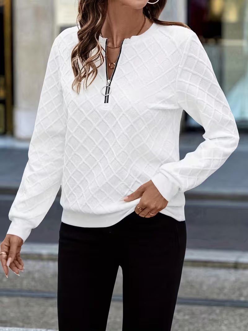 Juliet | Sweatshirt Long Sleeve Textured Zip Neck