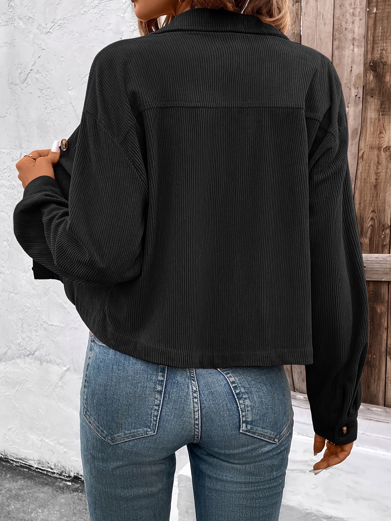 Nichola | Corduroy Button Front Utility Jacket
