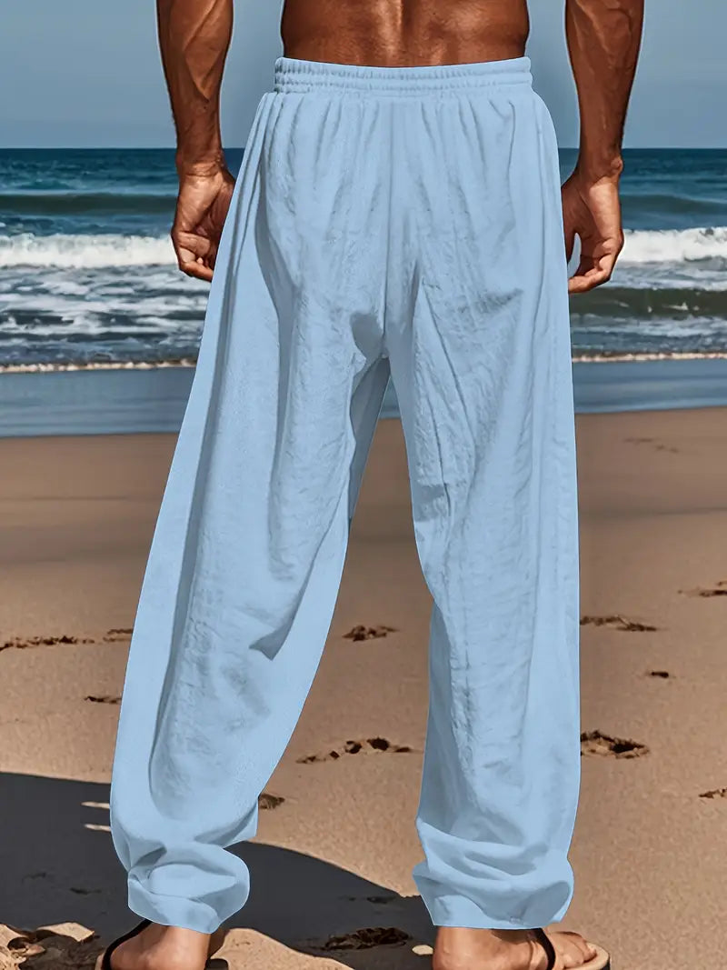 Babaev | Drawstring Wide Leg Casual Linen Pants