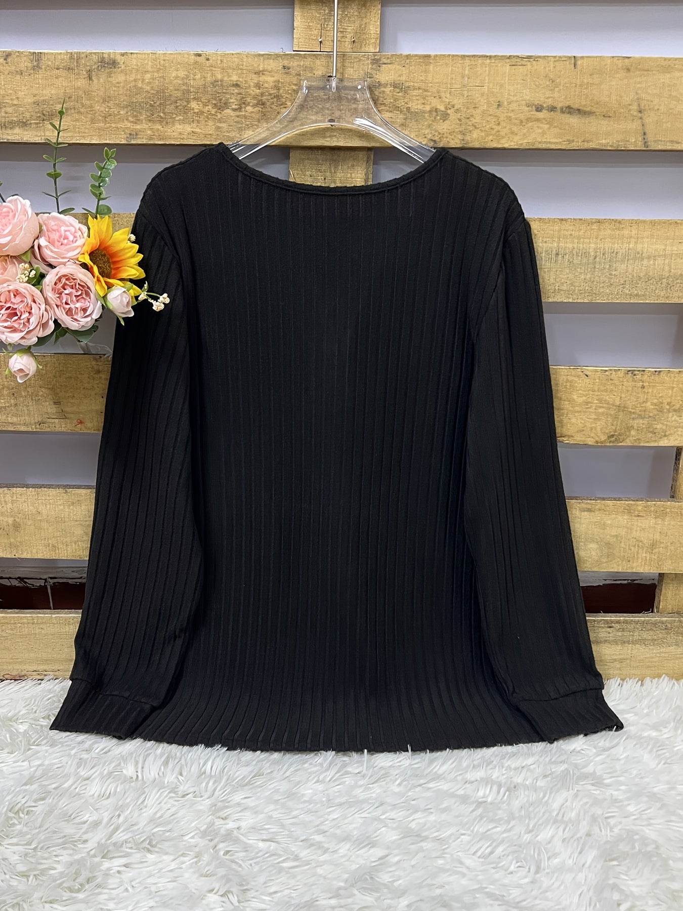 Roweelle | Ribbed Long Sleeve Button Henley Top