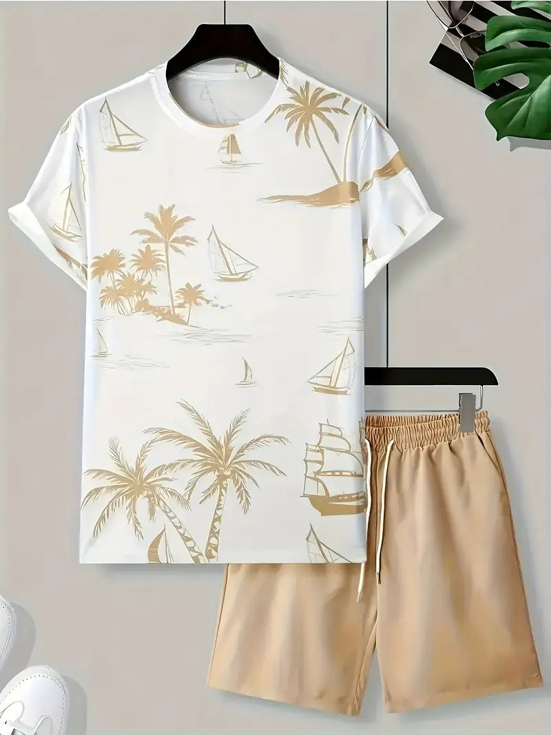 Barea | Tropical Print T Shirt Shorts Set