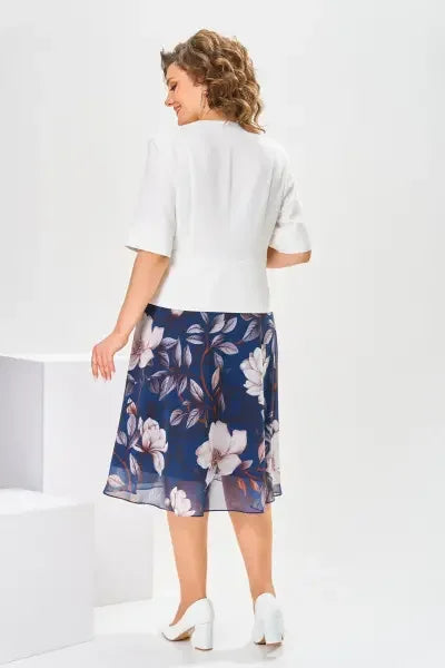 Barnes | Midi Dress White Jacket Floral Skirt