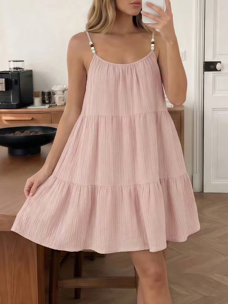 Masley | Mini Dress with Beaded Spaghetti Straps