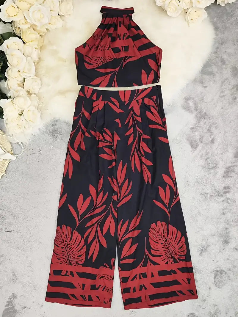 Zirina | Halter Crop Top Wide Leg Set