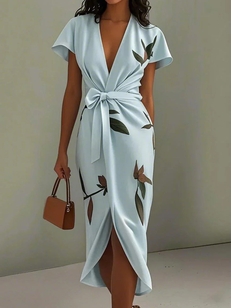 Beverly | Floral Print Wrap Midi Dress