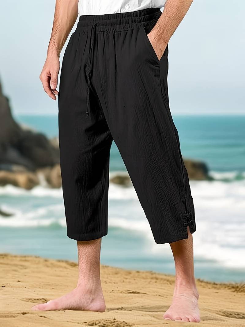 Eksteen | Cropped Drawstring Elastic Waist Casual Trousers