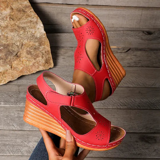 Setia | Wedge Sandals With Floral Cutout Design