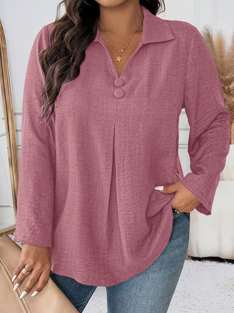 Noyelle | Long Sleeve V-Neck Button Blouse