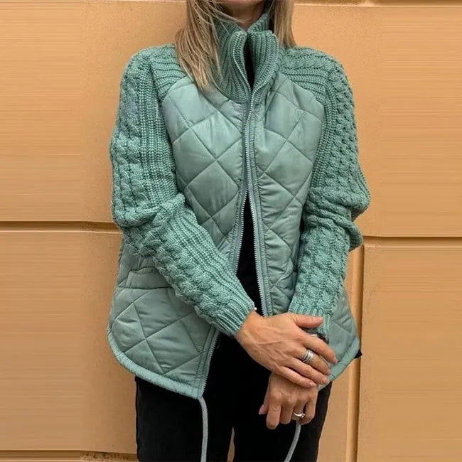 Saskia | Quilted Down Jacket with Knitted Sleeves