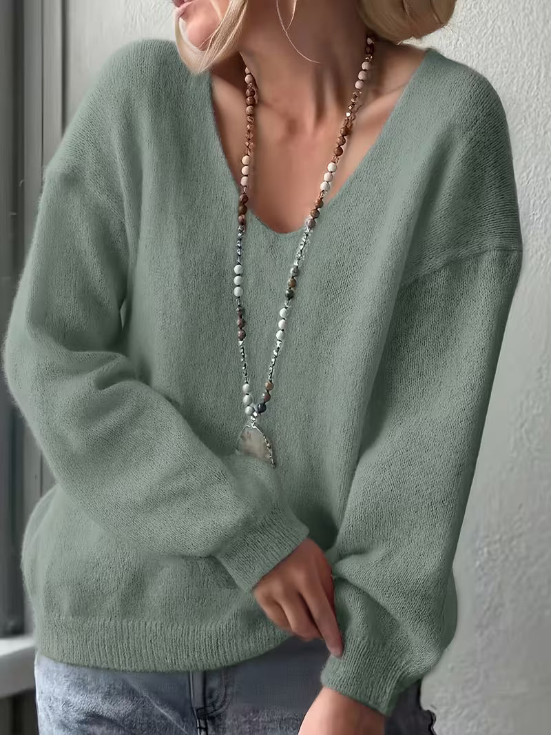 Yalitan | Long Sleeve V-Neck Knit Sweater