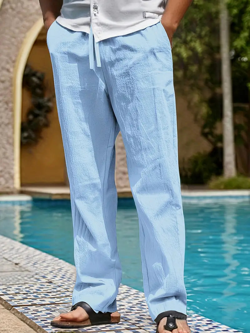 Babaev | Drawstring Wide Leg Casual Linen Pants