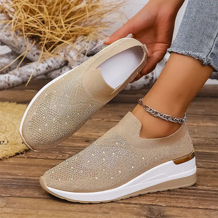 Josia | Slip On Rhinestone Platform Sneakers