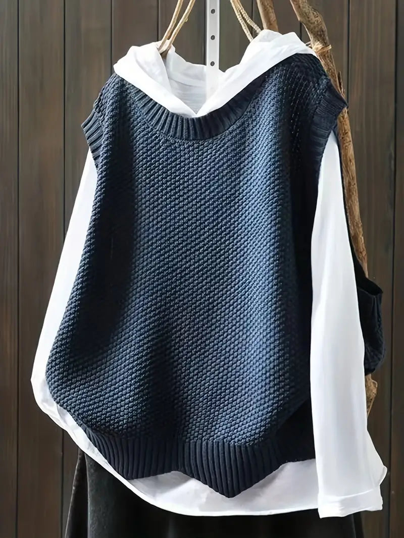 Ramona | Knitted Sleeveless Crew Neck Sweater Vest