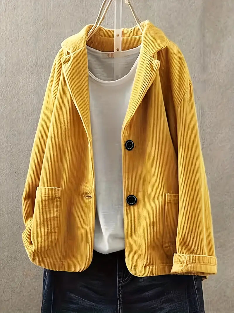 Nehara | Corduroy Blazer Jacket Long Sleeve Button Front