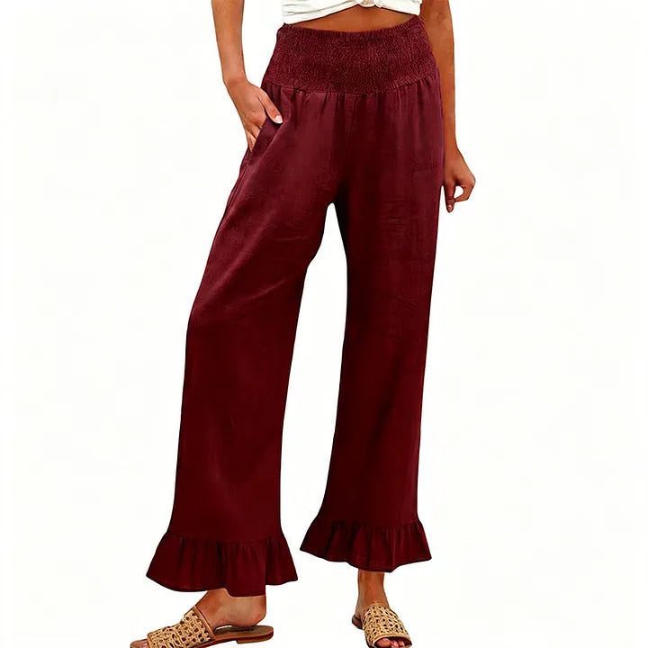 Moriom | Ruffle Hem Wide Leg Pants