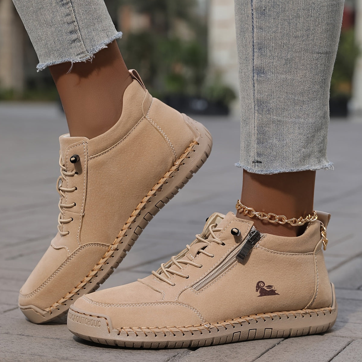 Lynette | Ankle Boots With Laces and Side Zippers