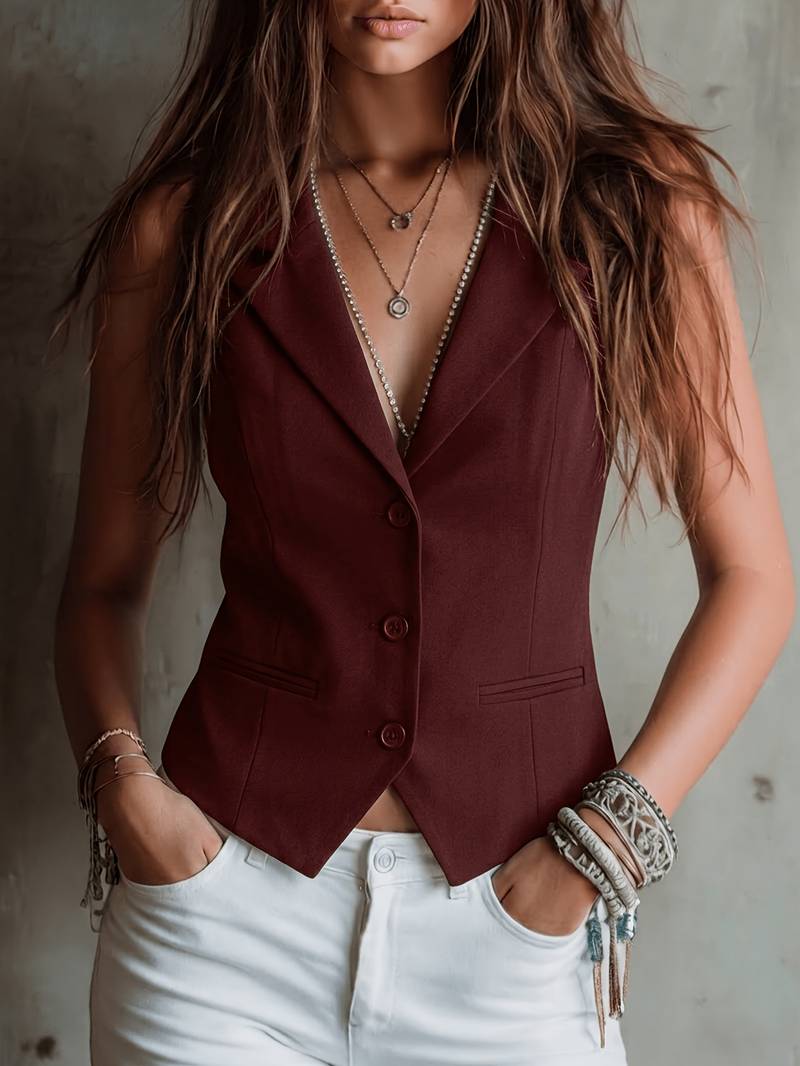 Arden | Elegant Sleeveless Vest with Pockets