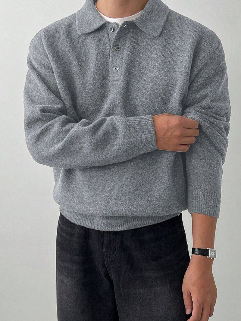 Eliran | Long Sleeve Textured Knit Polo Sweater
