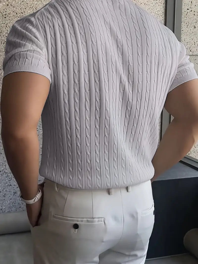 Kiril - Cable Knit Short Sleeve Crewneck Jumper