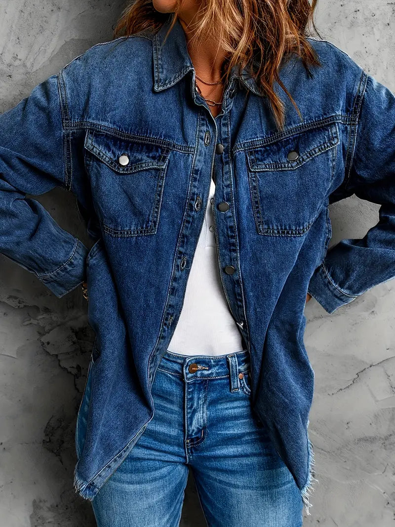 Malika | Denim Jacket with Long Sleeves and Pockets