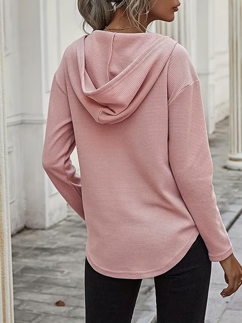 Heydi | Hooded Sweatshirt with V-Neck Curved Hem