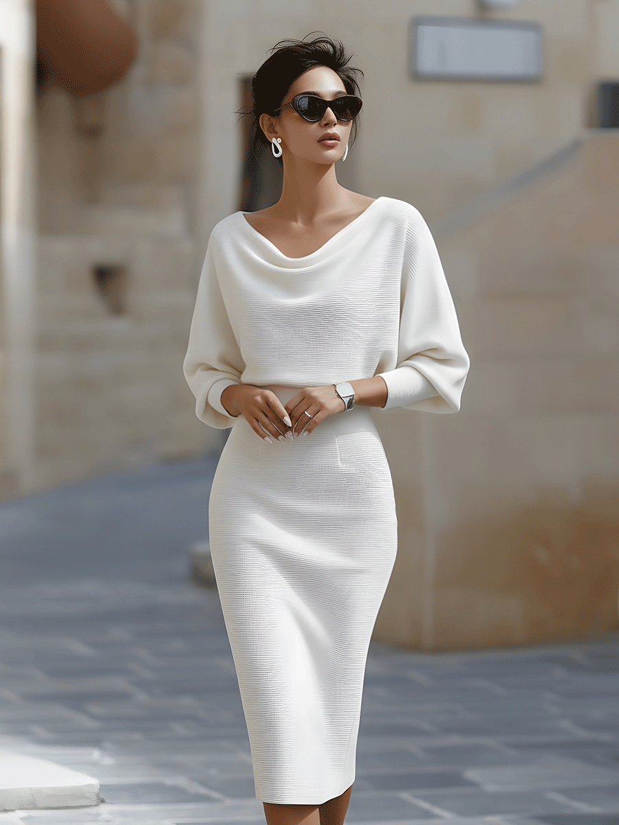 Amyy | Knit Midi Dress With Dolman Sleeves