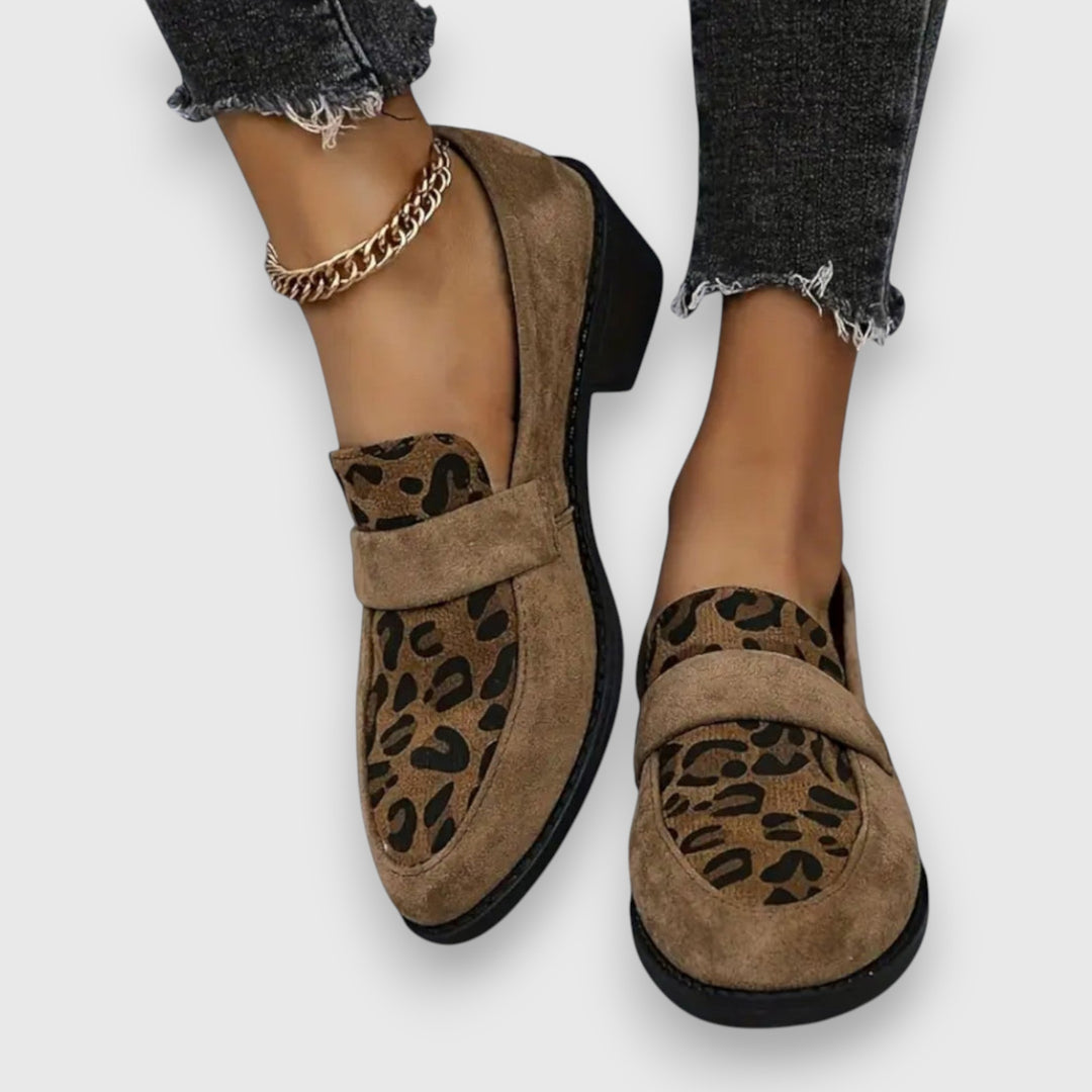 Lucyna | Loafer Shoes Leopard Print Block Heel