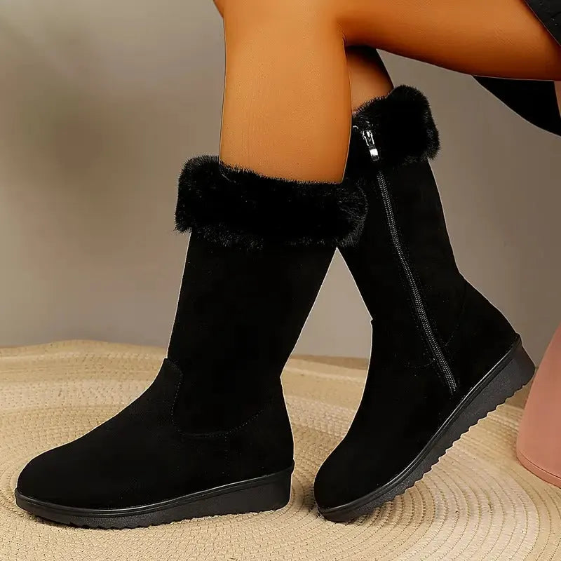 Neah | Boots with Faux Fur Cuff and Zipper