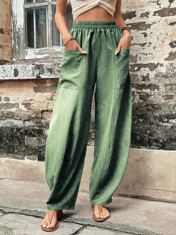 Salomee | Wide Leg Elastic Waist Pocket Pants