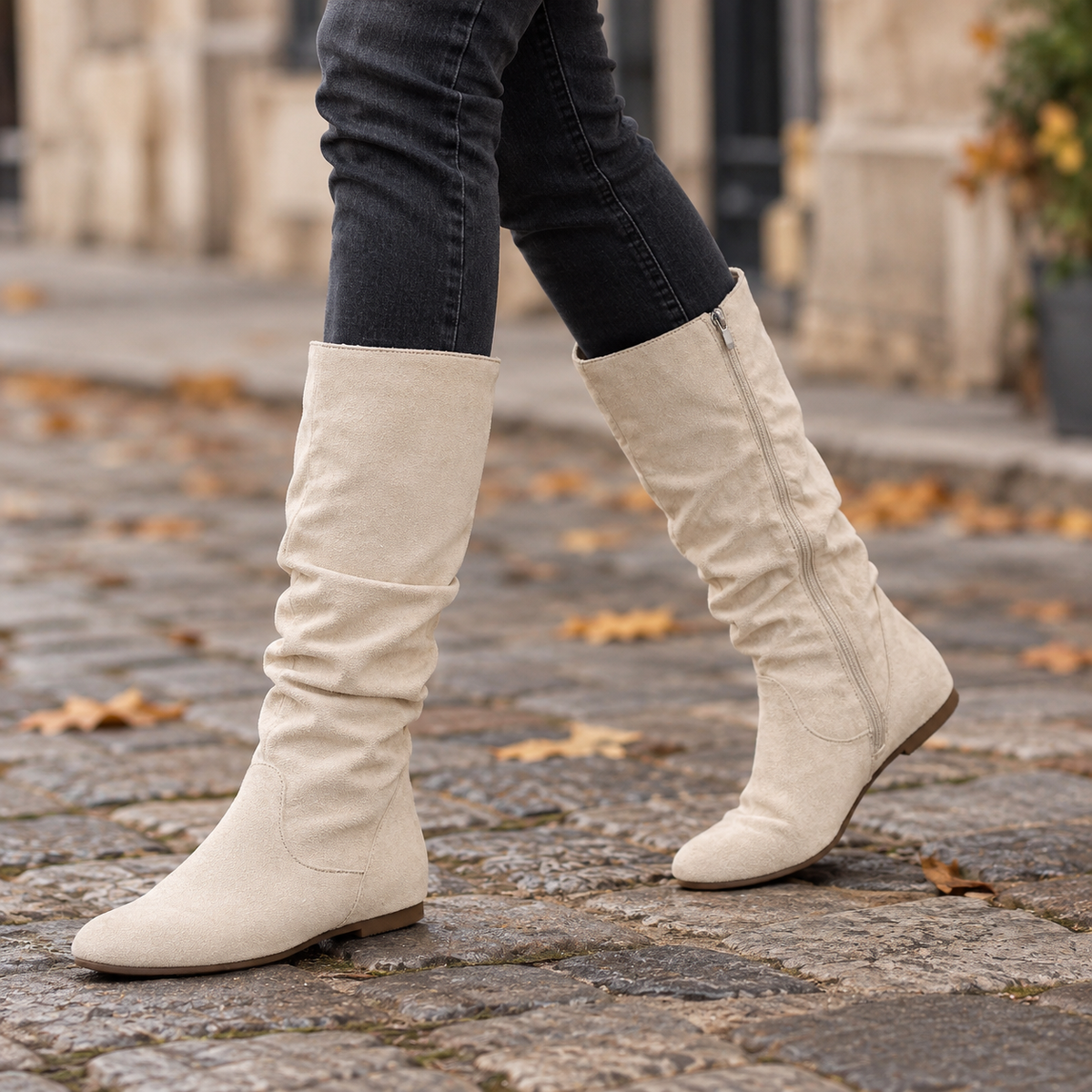 Fiamanuta | High Slouchy Boots with Round Toe
