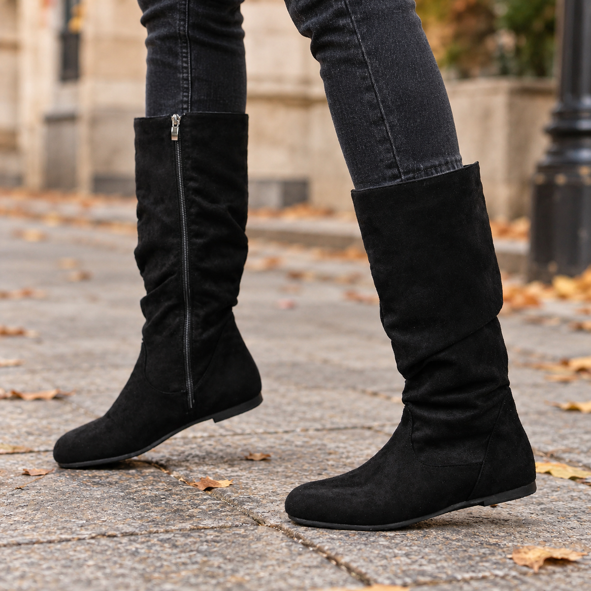 Fiamanuta | High Slouchy Boots with Round Toe