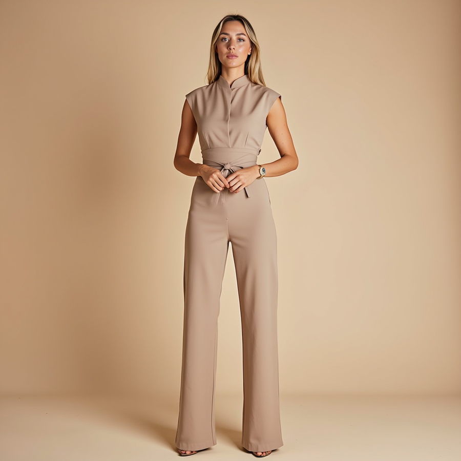 Kyanna | Sleeveless Belted Wide Leg Fit Jumpsuit