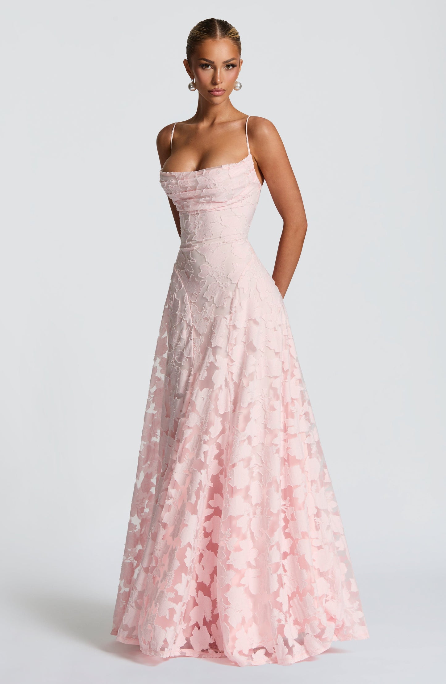 Alona | Floral Textured Strappy Maxi Dress