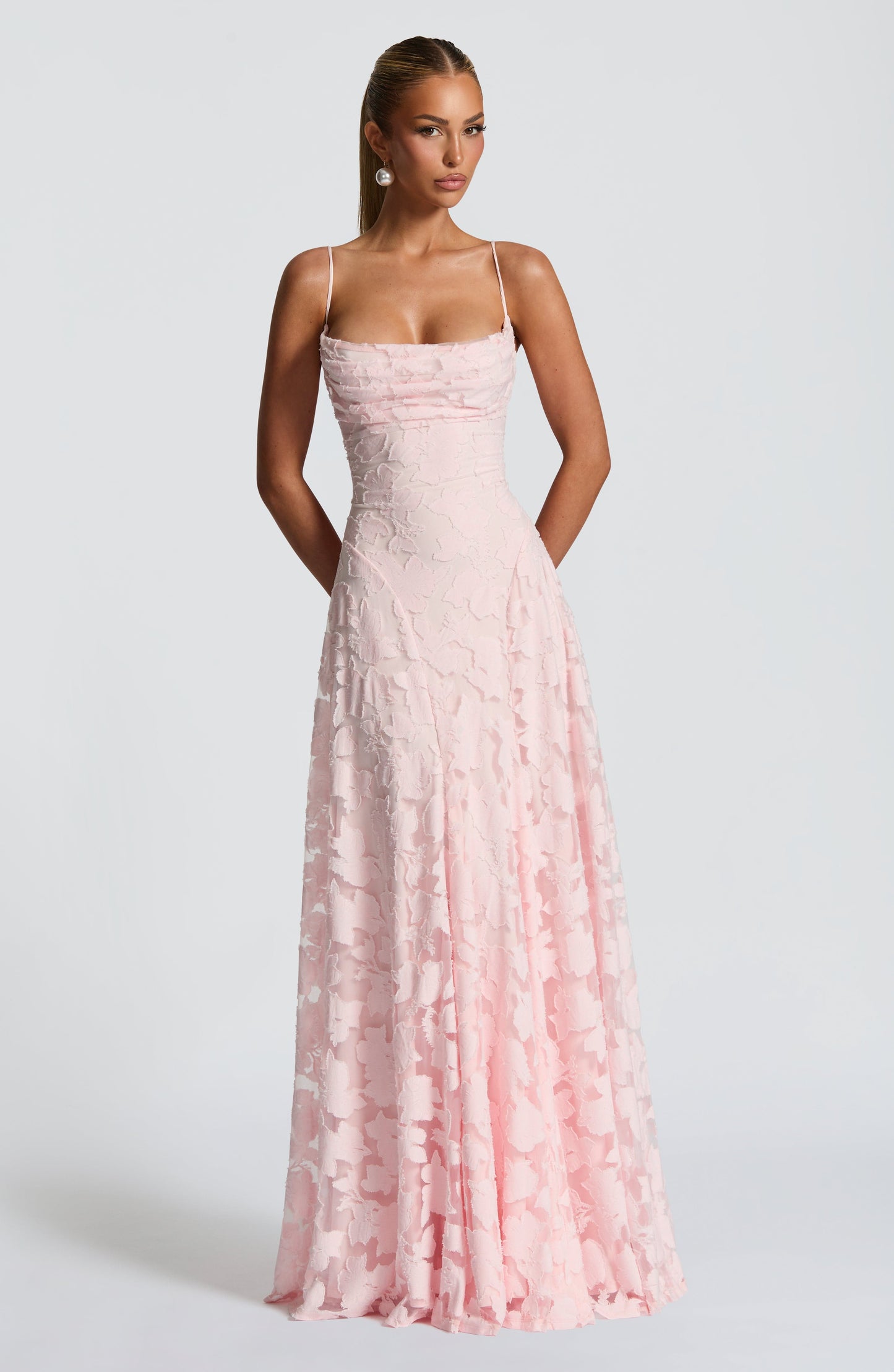 Alona | Floral Textured Strappy Maxi Dress