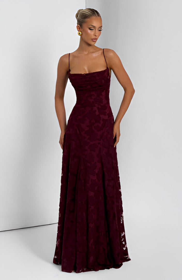 Alona | Floral Textured Strappy Maxi Dress