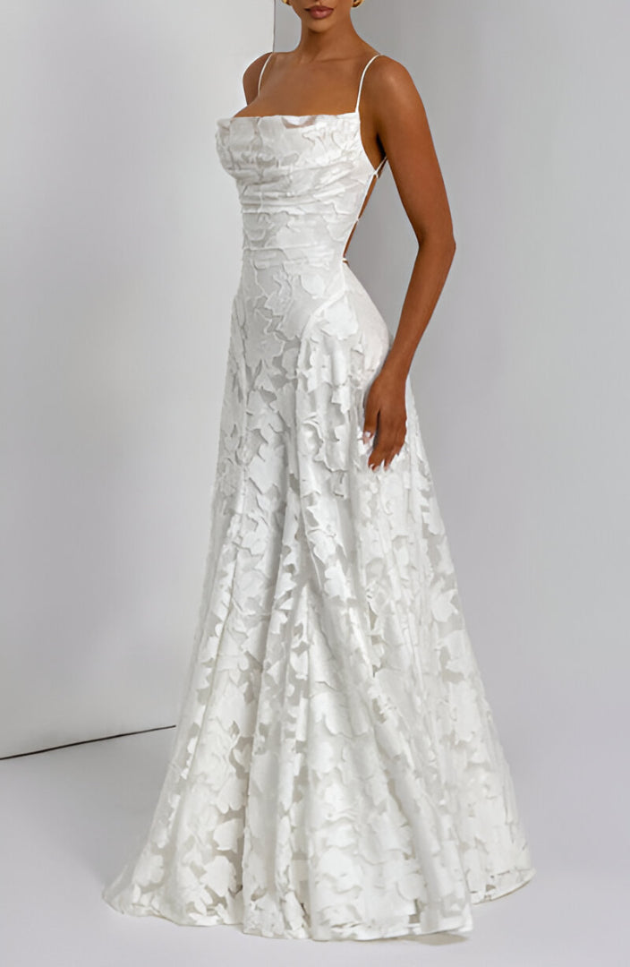 Alona | Floral Textured Strappy Maxi Dress