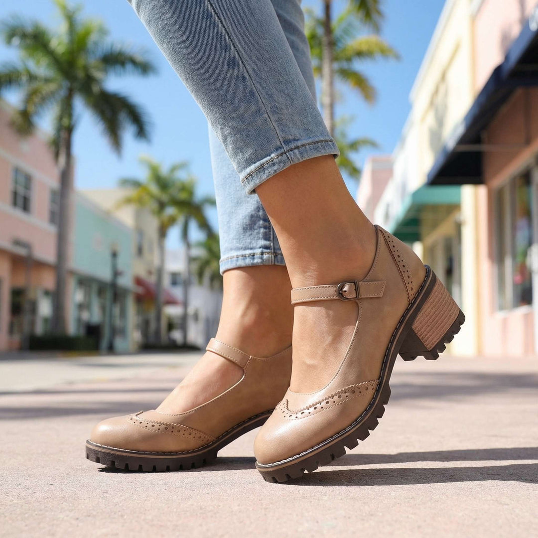 Bahar | Mary Jane Block Heel T Strap Shoes