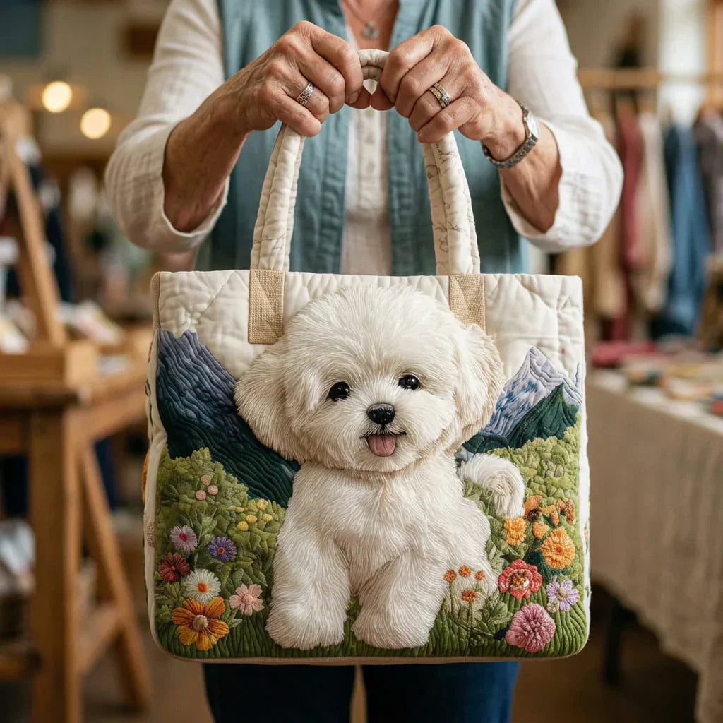 Wilairat | Tote Bag with Quilted Dog Print