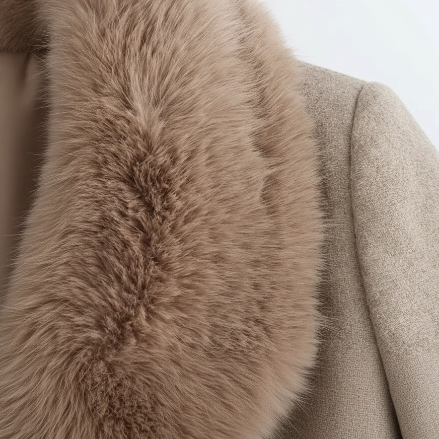 Sallie | Coat With Plush Collar and Waist Belt