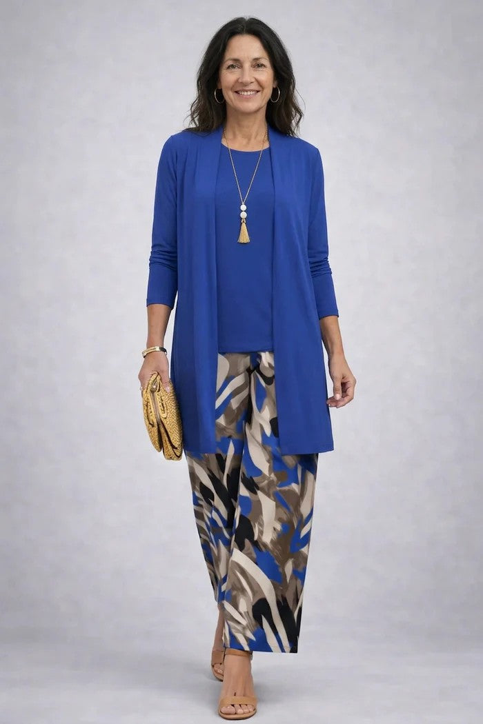 Giota | Three Piece Printed Cardigan Pant Set