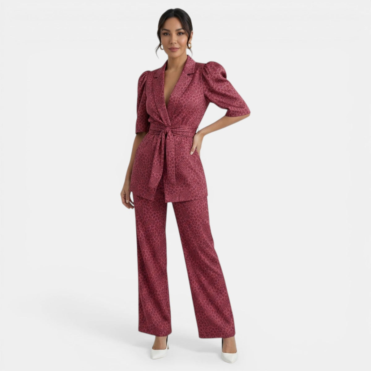 Nicoinia | Elegant Two-Piece Set with Puff Sleeves